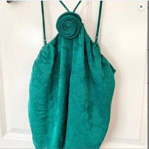 WAYF Green Rosette Halter Top Sz S